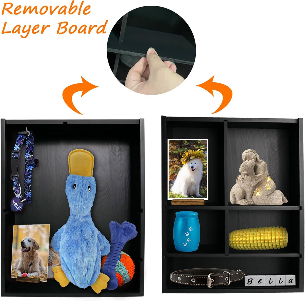 11*14" Solid Wood Pet Memorial Shadow Box Frame with Shelves