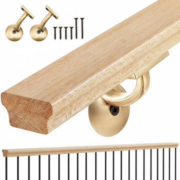 6010 Red Oak Straight Wood Handrail Kit 6 ft for Stairs