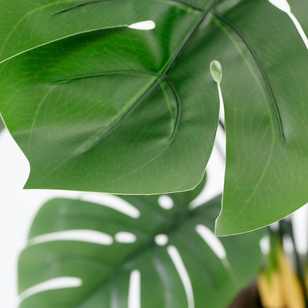 Tree in Geometric Spiral Pattern Planter, Fake Monstera Silk Tree for Indoor and Outdoor Home Decoration - 56"