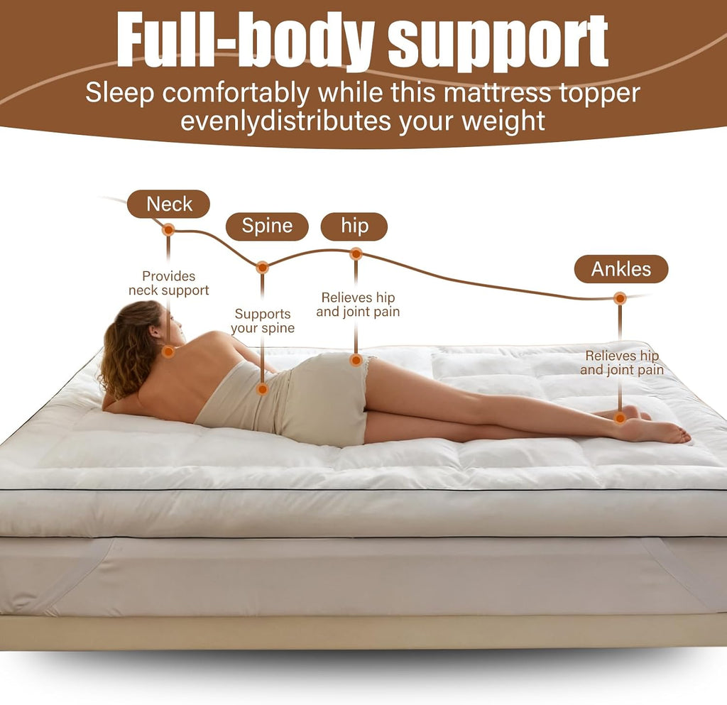 4 Inch Memory Foam Mattress Topper Queen for Back Pain Relief, Extra Soft Pillow Top Mattress Topper, 2000GSM Fluffy