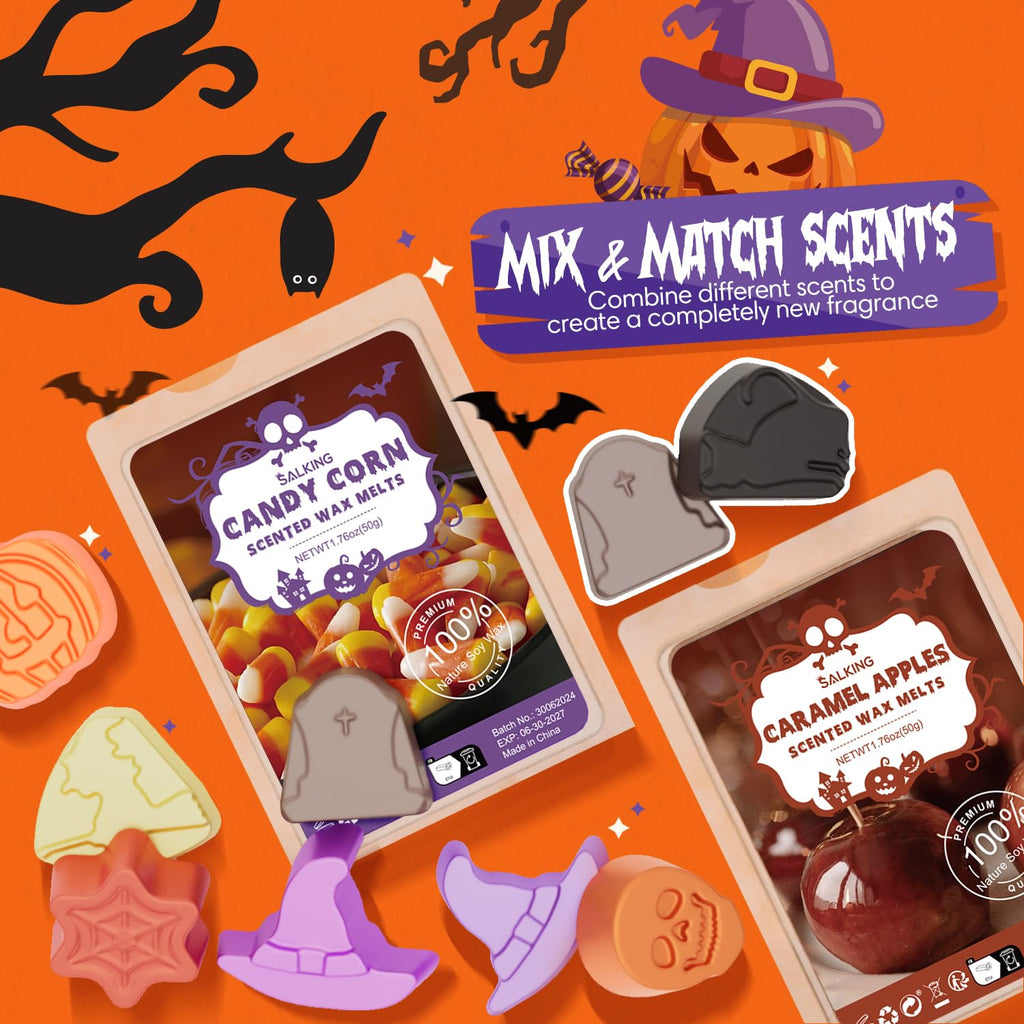 Halloween Scented Wax Melts, Fall Soy Wax Cubes for Wax Melt Warmer