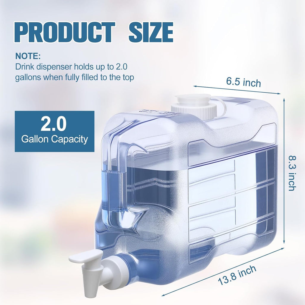 1 Pcs 2 Gallon Fridge Water Dispensers Bottle Plastic Water Jug