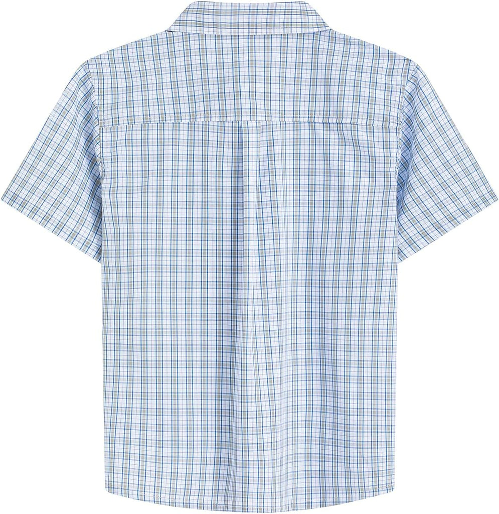 Boys Plaid Short Sleeve Shirt Toddler Soft Chambray Button Down Summer Breathable Casual Shirt for Kids