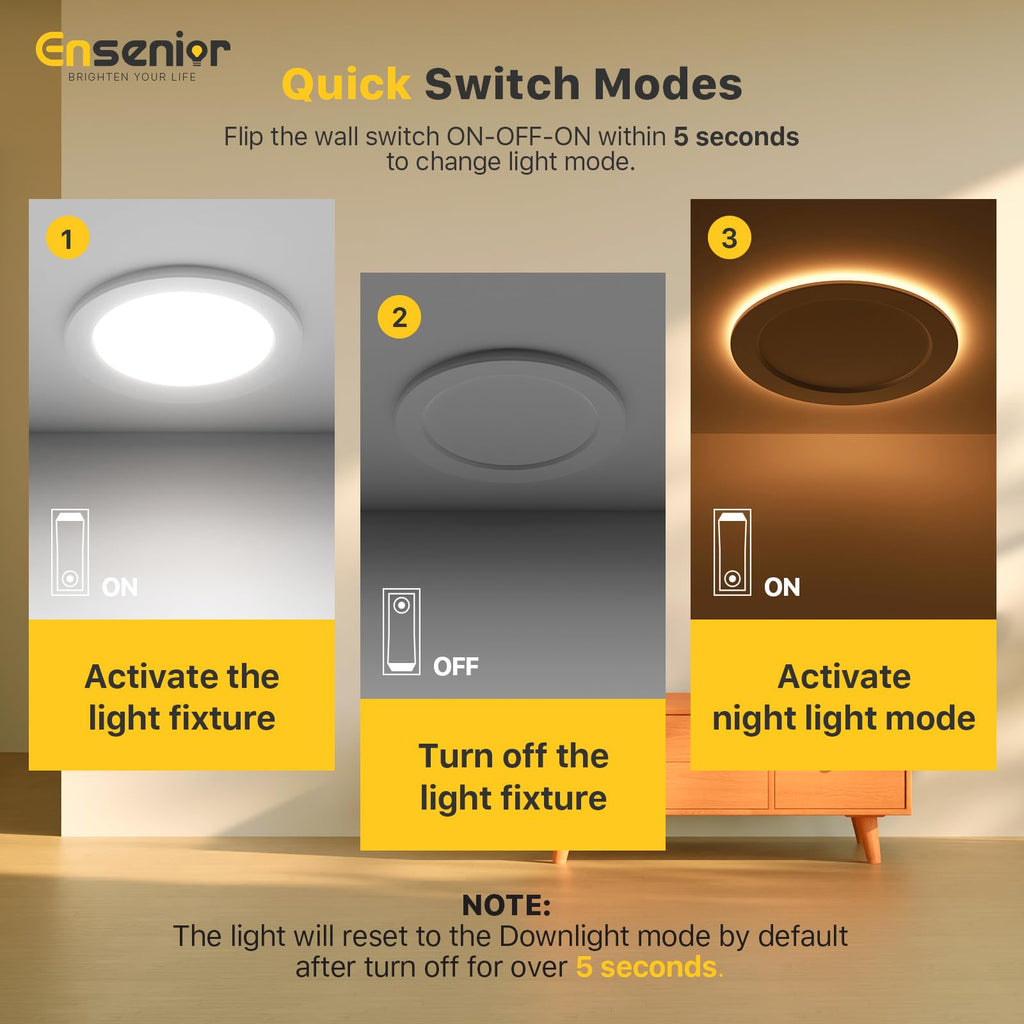 24 Pack 6 Inch LED Recessed Lights with Night Light, 5CCT