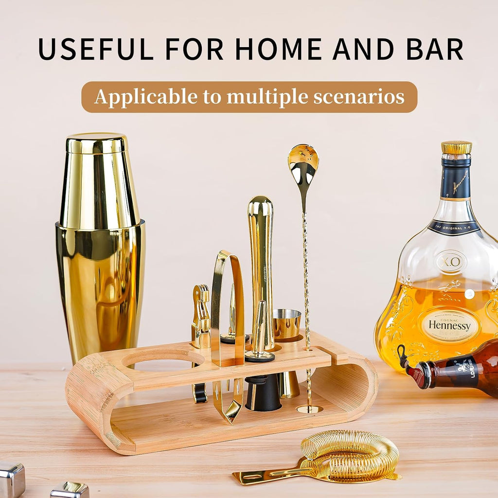 Cocktail Shaker Set Stainless Steel Shakers Bartending kit Bar Kits Bar Tool Sets for Professional Bartender and Home - Set of 10