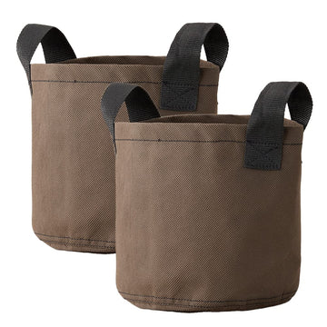 Aimedia Nonwoven Planter, Brown Cloth Pot with Handle, Set of 2, Size 7, 5L, 7.9 x 8.3 inches (20 x 21 cm), Non-Woven