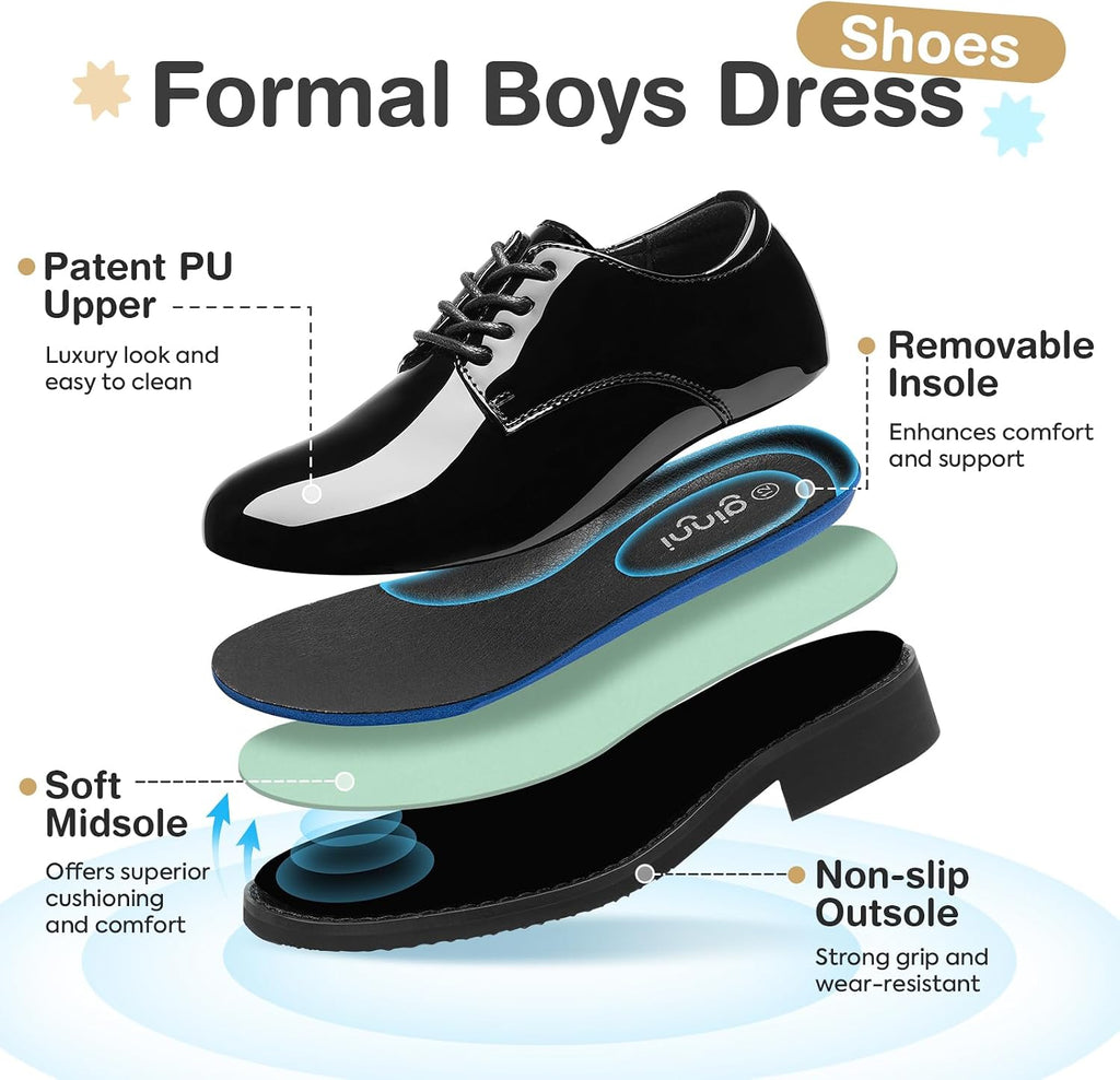 Boys Dress Shoes Kids Formal Patent Oxfords Tuxedo Shoes