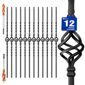 Wrought Iron Hollow Balusters - Deck Spindles Stair Railing Indoor, Stair Single Basket Hollow Iron Baluster Stair