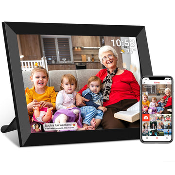 10.1 inch 32GB Digital Picture Frame, IPS LCD Touch Screen, Auto-Rotate Easy Setup to Share Photos & Videos via