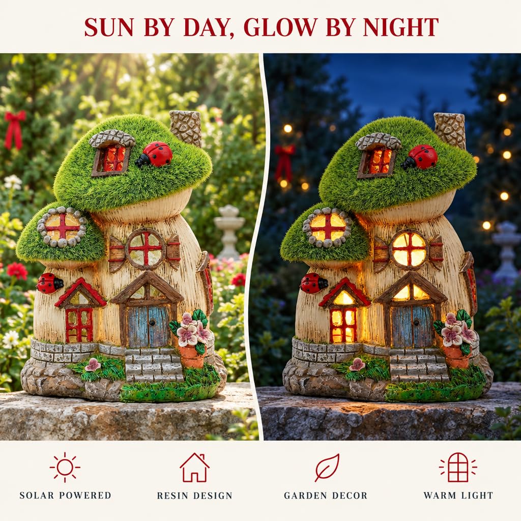 Fairy Garden House Decor Mushroom Statue Resin 6.6"