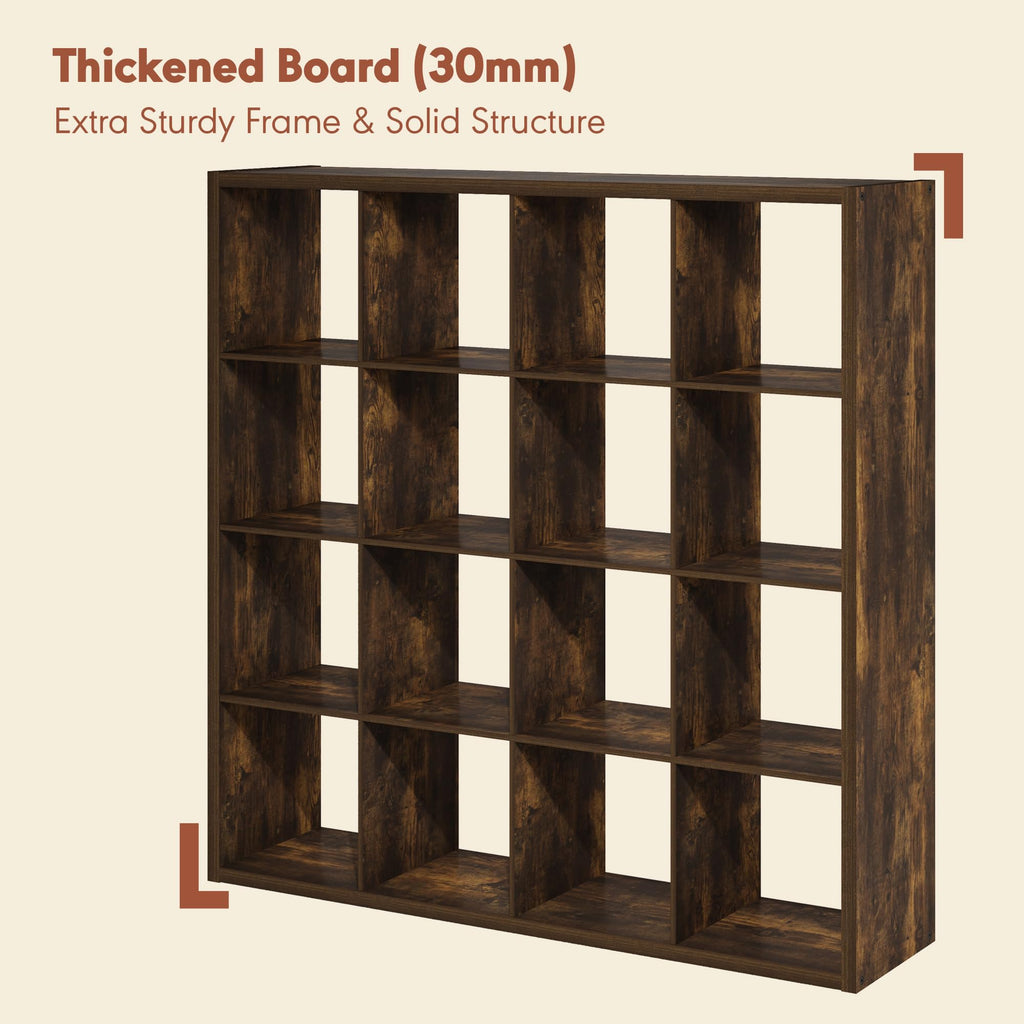 Cubicle Record Player Stand, 16-Cube Record Storage, Amber Pine