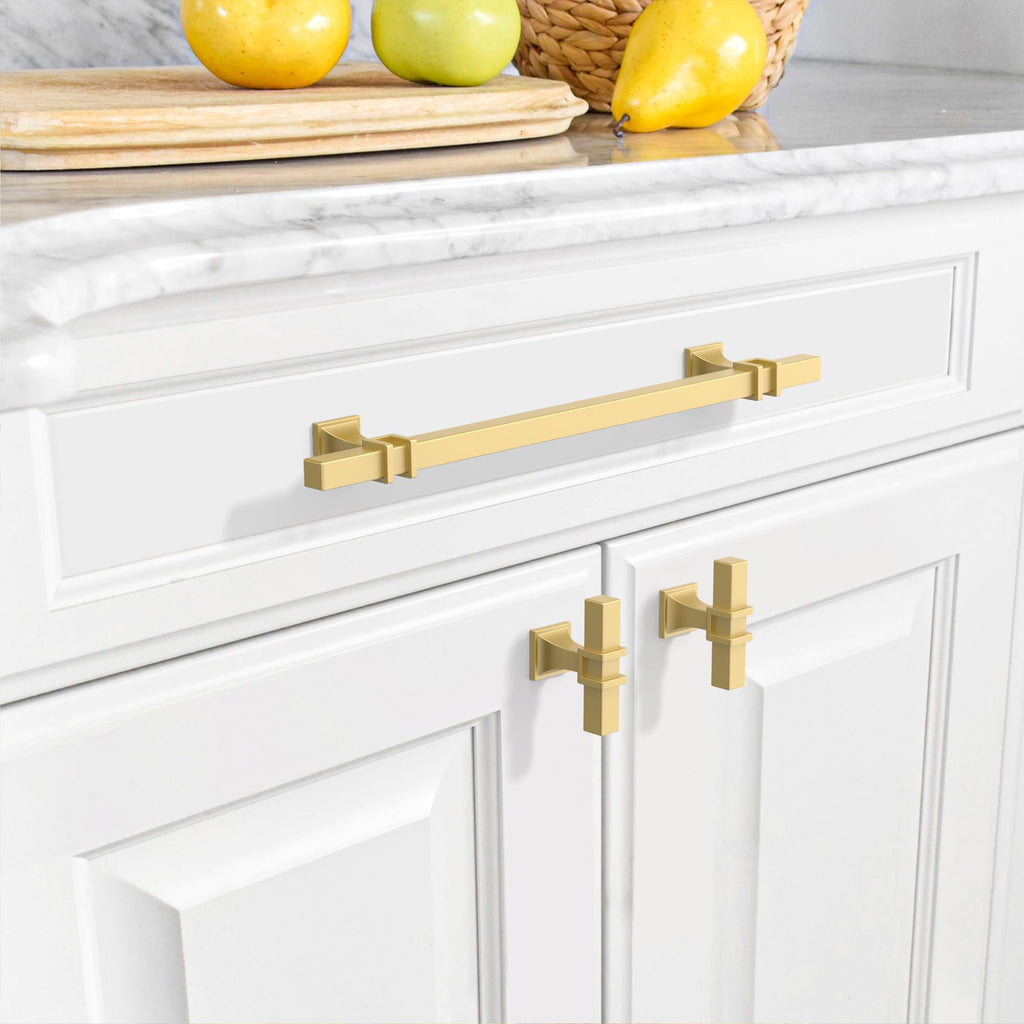 10 Pack Brushed Gold Cabinet Pulls 10 Inch(254mm) Hole Center Drawer Pulls Cabinet Hardware Kitchen Cabinet Handles