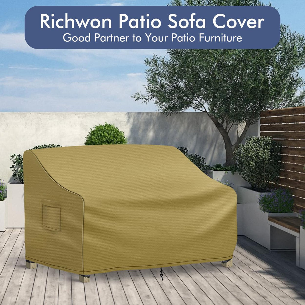 Outdoor Couch Cover Waterproof, 3-Seater Outdoor Sofa Cover, Patio Furniture Covers with Air Vent and Handles, 78W x
