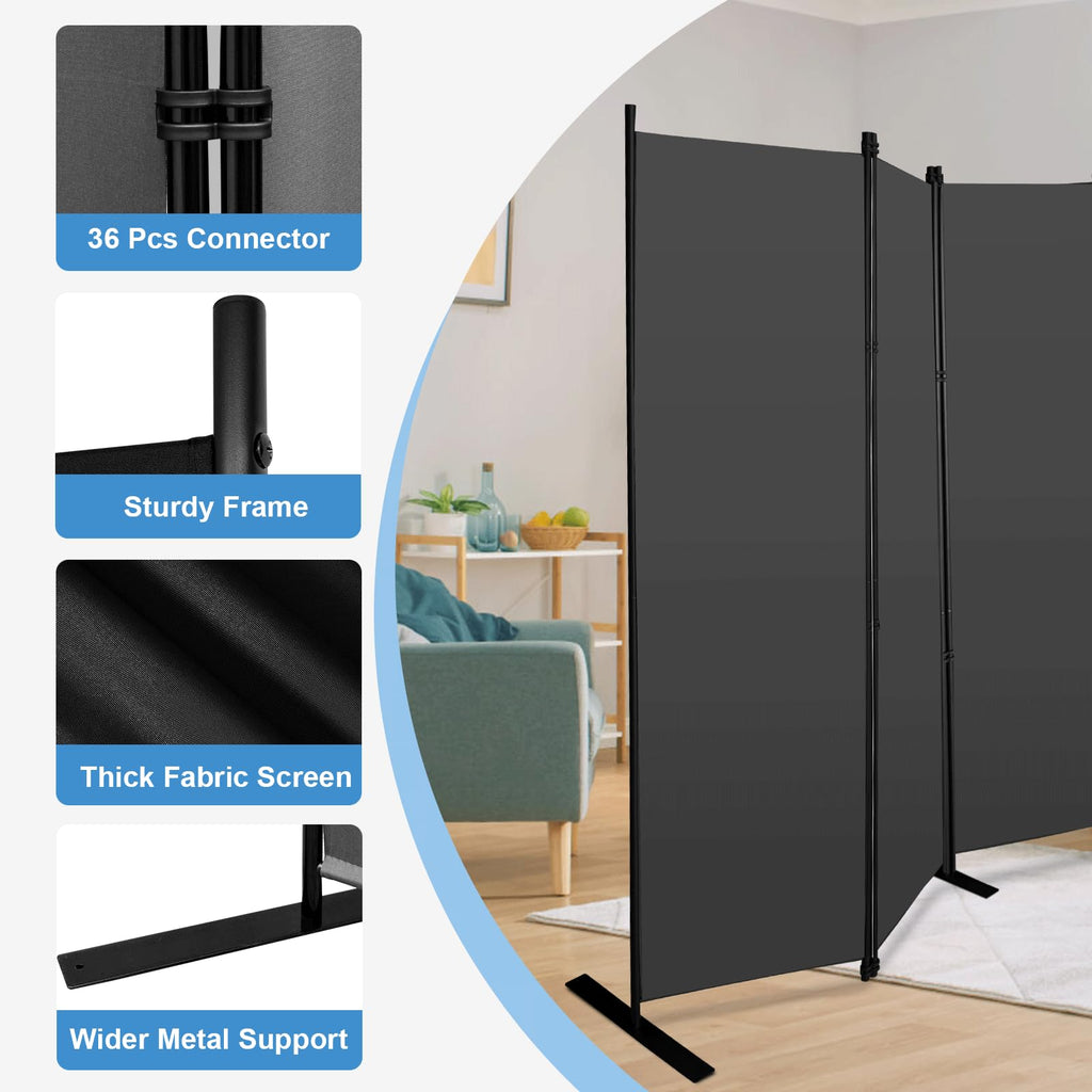8 Panel Room Dividers 6ft Tall Freestanding Privacy Screen 198'' W