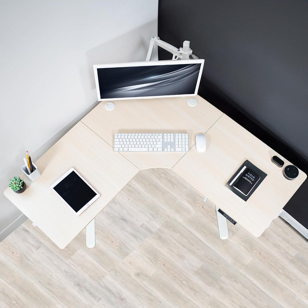 Light Wood 47 x 47 in Corner Standing Desk, DESK-E1L94C | Electric, Holds 154 lbs, L-Shaped Table, Sit Stand, Height