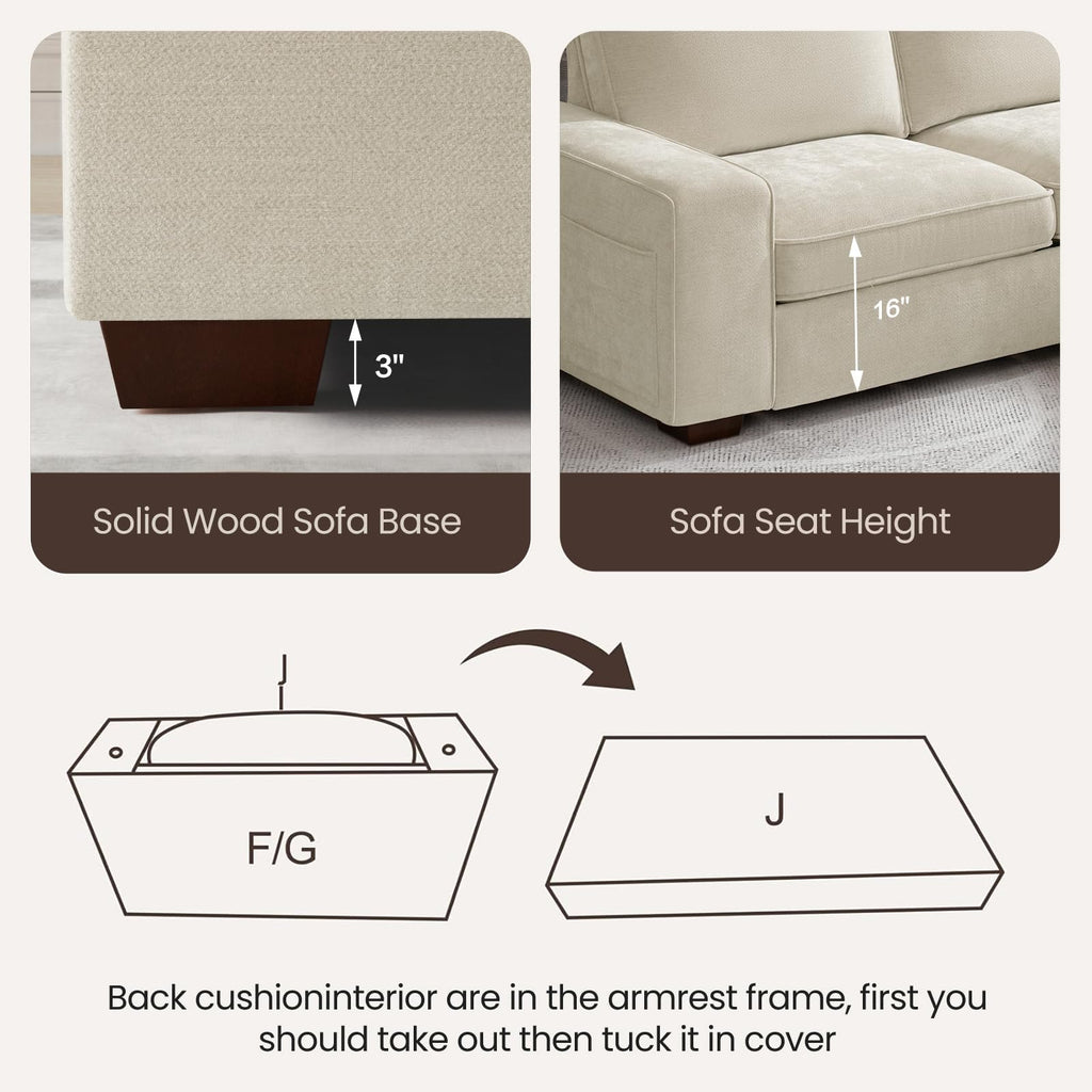 97" L-Shaped Sofa, Sectional Couch with Chaise Storage
