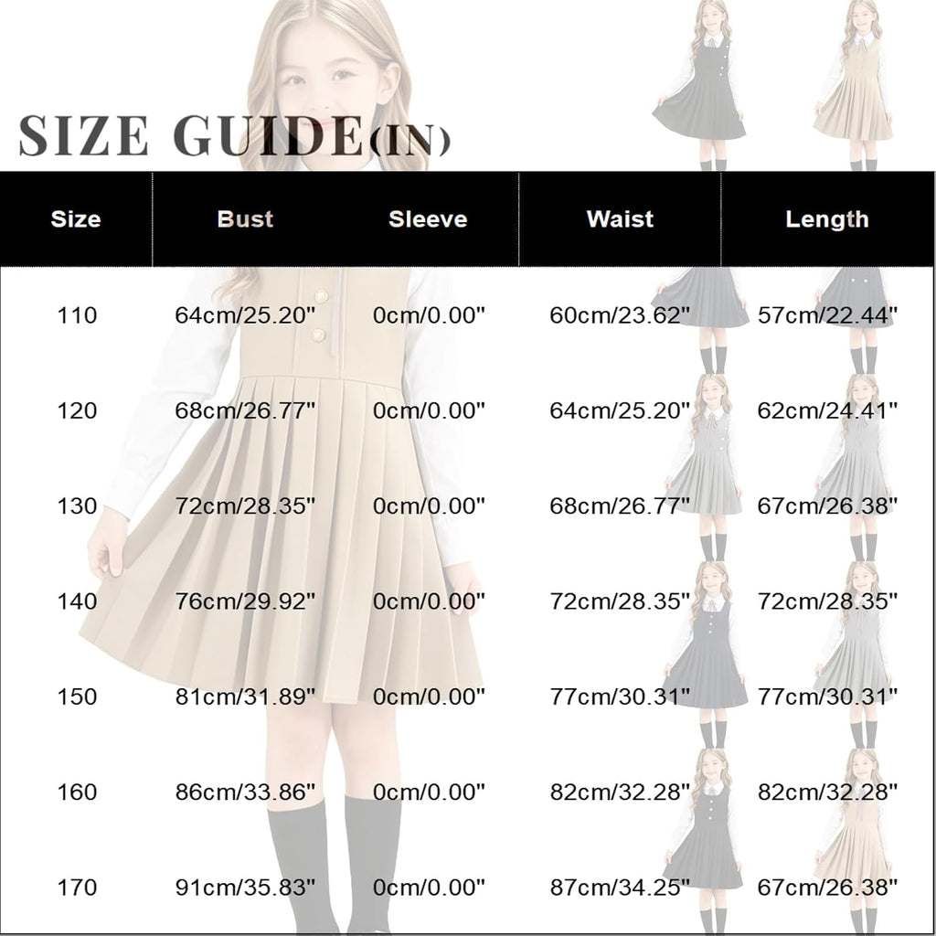 School Uniform Dresses for Girls Trendy Cute A-Line Pleated Dress