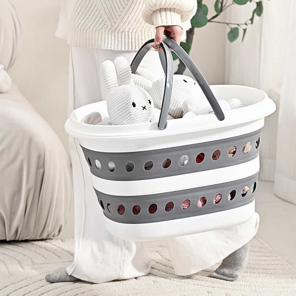 Compact Collapsible Laundry Basket, Small Pop-Up Hamper, Foldable, Blue