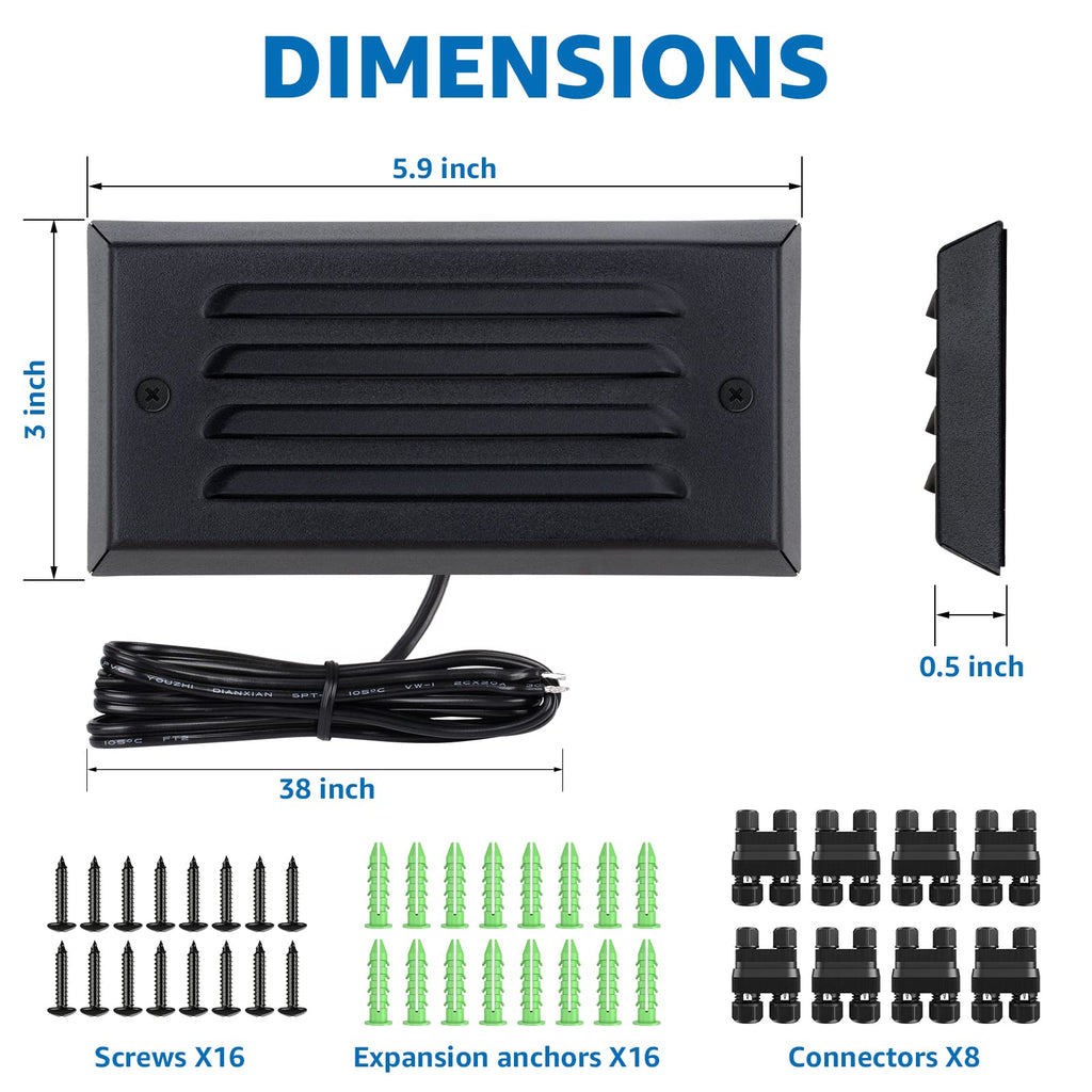 Low Voltage Step Lights 5W 6in Outdoor Black Cast-Aluminum