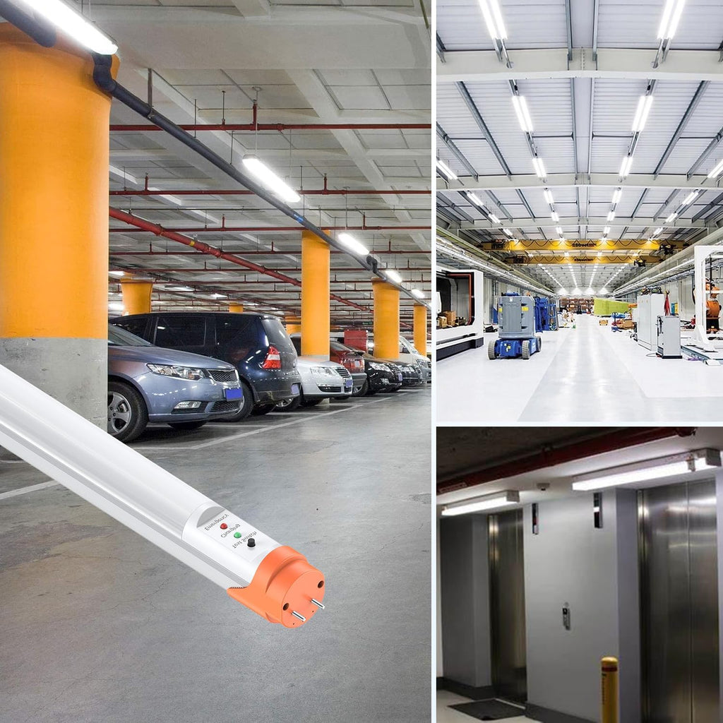Emergency T8 LED Tube 4ft with Battery Backup, Hardwired G13 Light Bulbs