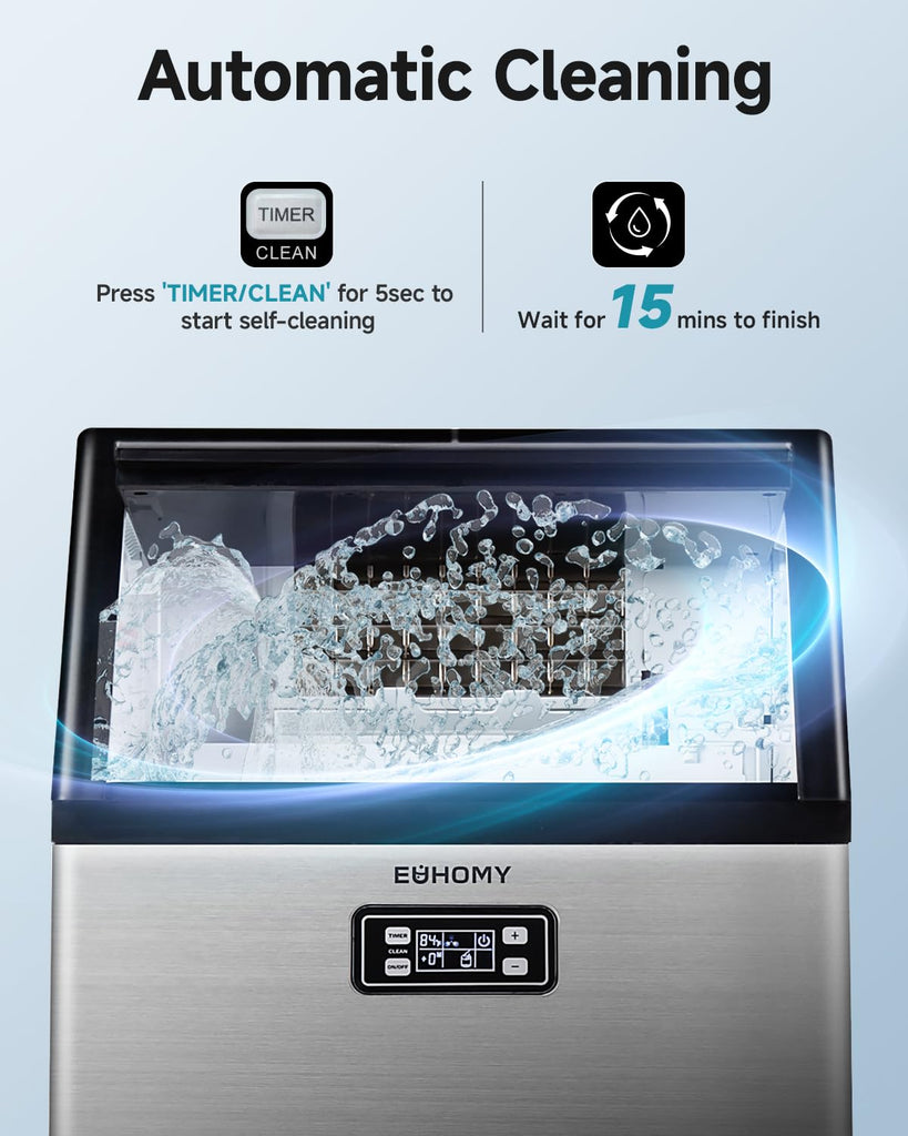 Commercial Ice Maker Machine, 100lbs/24H Stainless Steel Under Counter ice Machine with 33lbs Ice Storage Capacity