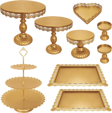 Cake Stands Metal Cupcake Stand Set Multiple Styles Candy Fruit Display Tower Dessert Plate Cake Serving - Set of 9