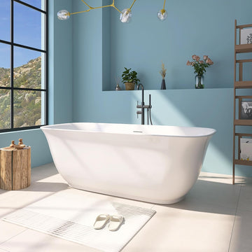67" Acrylic Free Standing Tub, Stand Alone Tub, Freestanding Bathtub, Soaking Bathtub, cUPC Certified, PE(Glossy White)