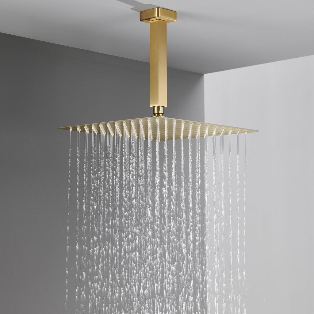Shower System 12 Inch Ceiling Mount Shower Faucet Set Brushed Gold