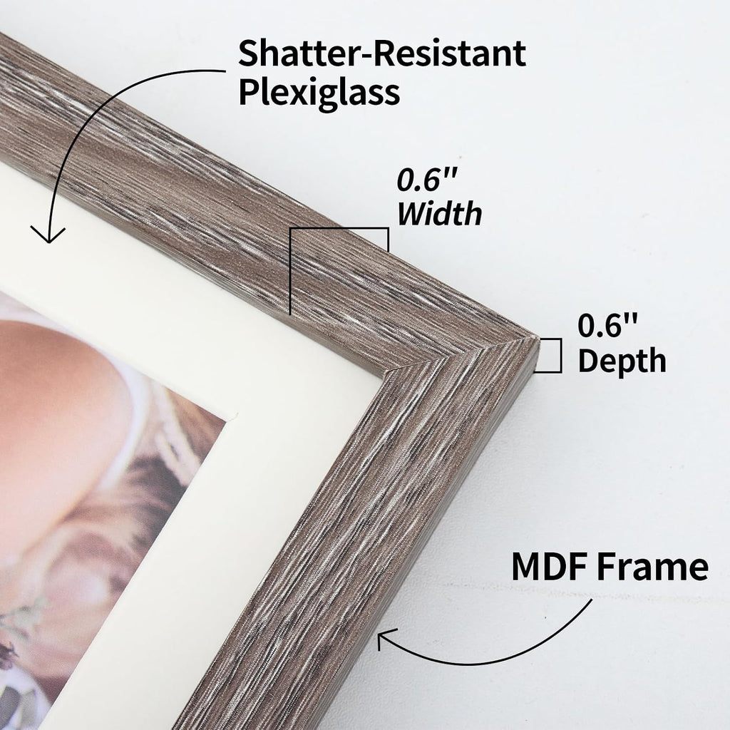 Picture Frames Set, 15 Pack, MDF, Brown Black, 8x10, 5x7, 4x6 | Wall or Tabletop Decor, High-definition Plexiglas