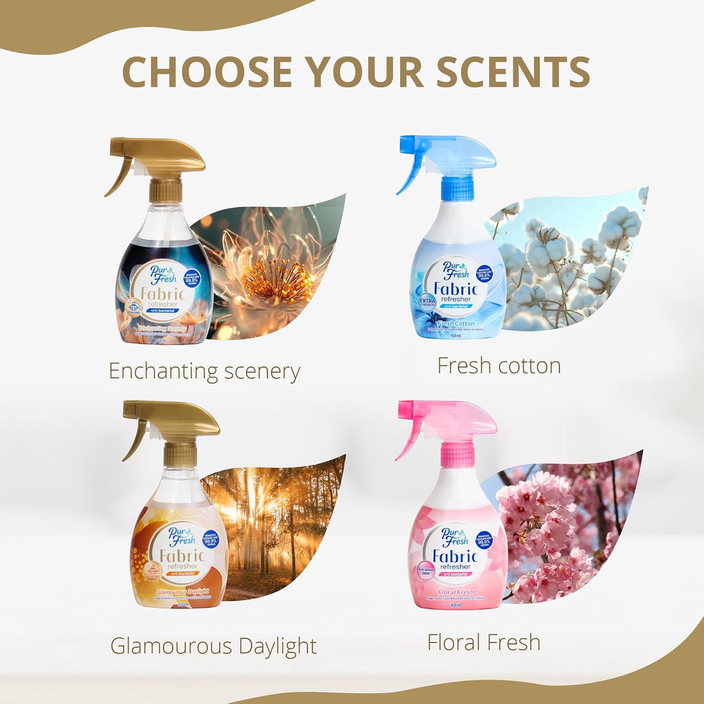 Fabric Refresher Spray - Enchanting Scenery - Wrinkle Release Spray & Fabric Softener Alternative - Odor Eliminator - Set of 135