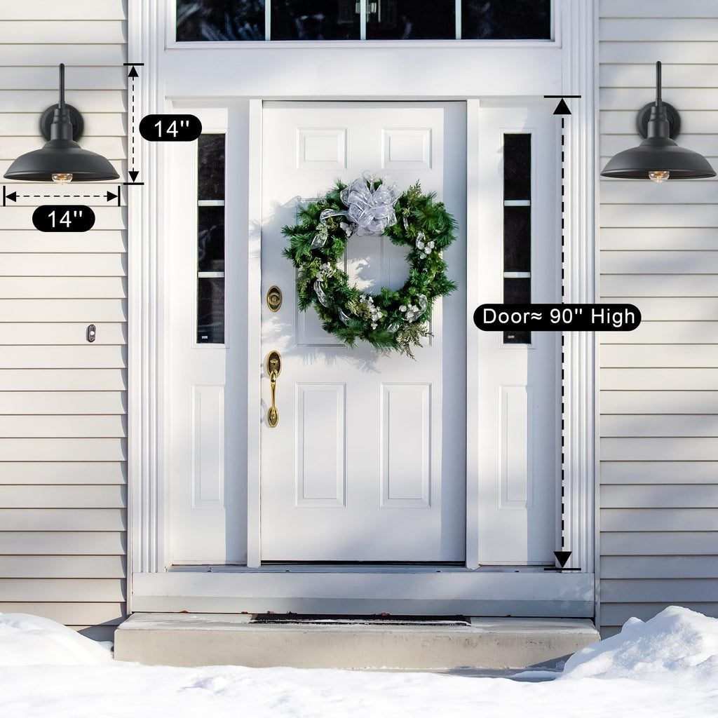 14 Inch Gooseneck Barn Lighting Outdoor Large Exterior Gooseneck Light Fixtures, Matte Black Farmhouse Barn Lights 2