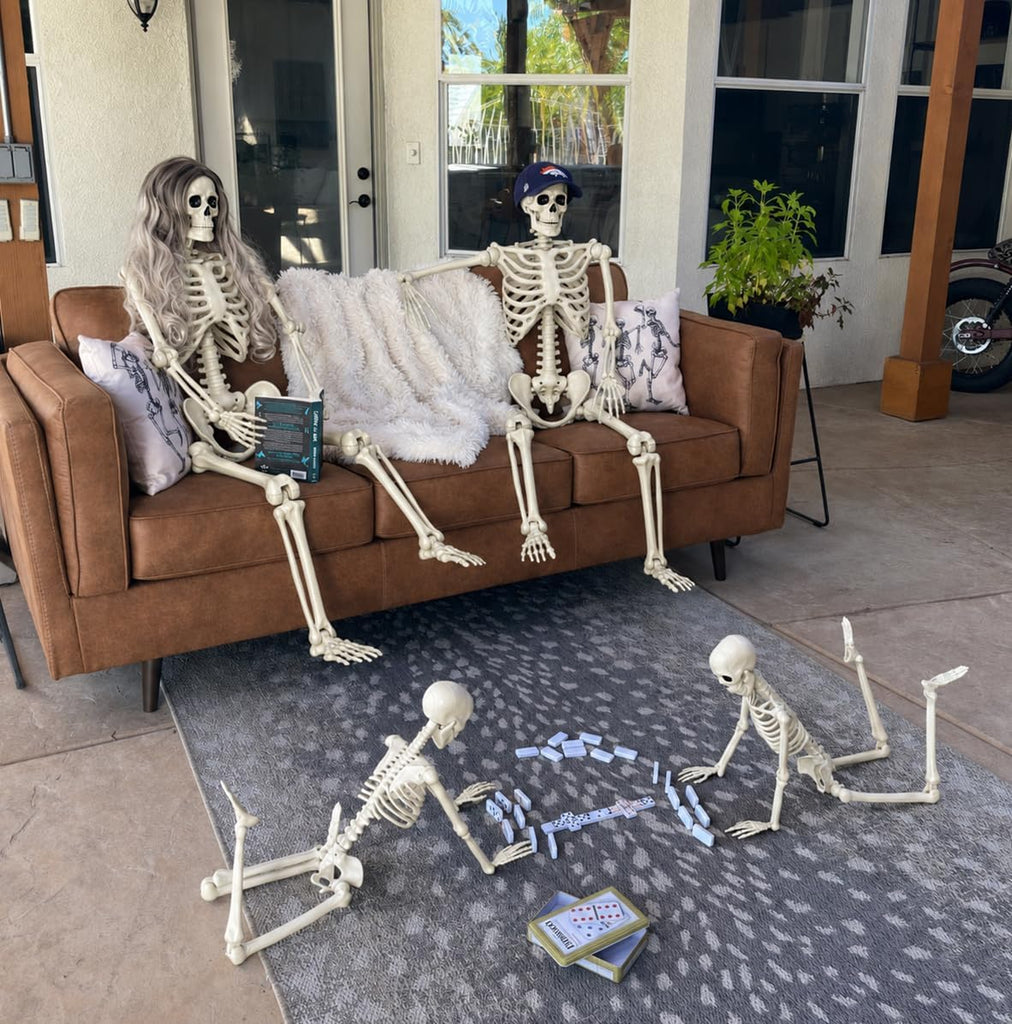 5.4ft/165cm Life Size Skeleton for Halloween Decorations Outdoor/Indoor,Poseable Halloween Giant Skeletons-Full Body