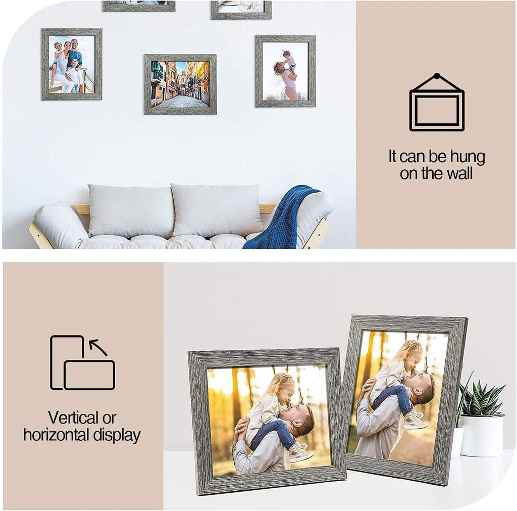 8x10 Picture Frame Set of 6,Rustic Grey Farmhouse Gallery Wall Frame | Made of HD Acrylic Cover,Multi Photo Frames