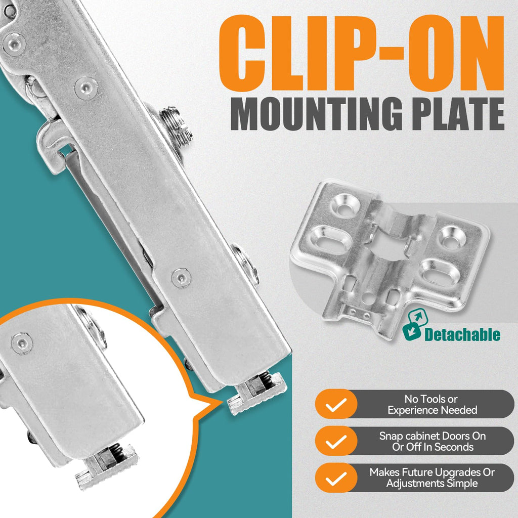 Soft Close Hinges for Frameless Cabinets, 110° Full Overlay, 50 Pack