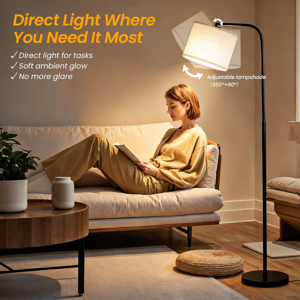 Arc Floor Lamp with Remote and Dimmable Black Floor lamps