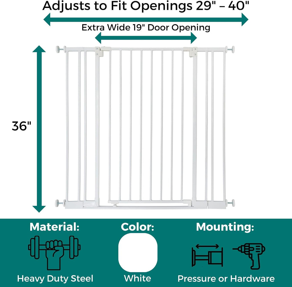 StepSafe Walk-Thru Pet Gate; 29-40" Wide, 36" Tall, White