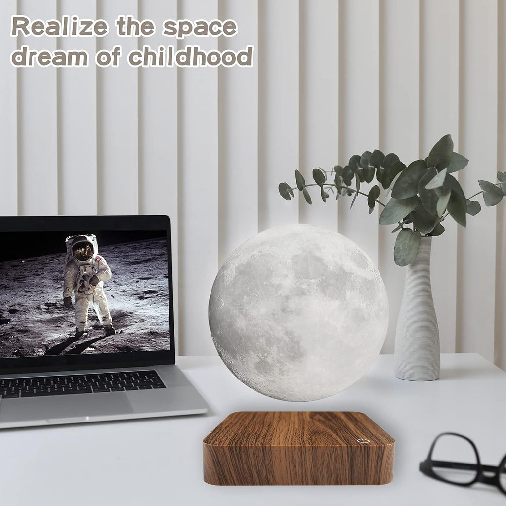 Levitating Moon Lamp, Magnetic Floating Moon Lamp Spinning Luna Night Light with 3 Color Modes, Desk Decor, Bedroom