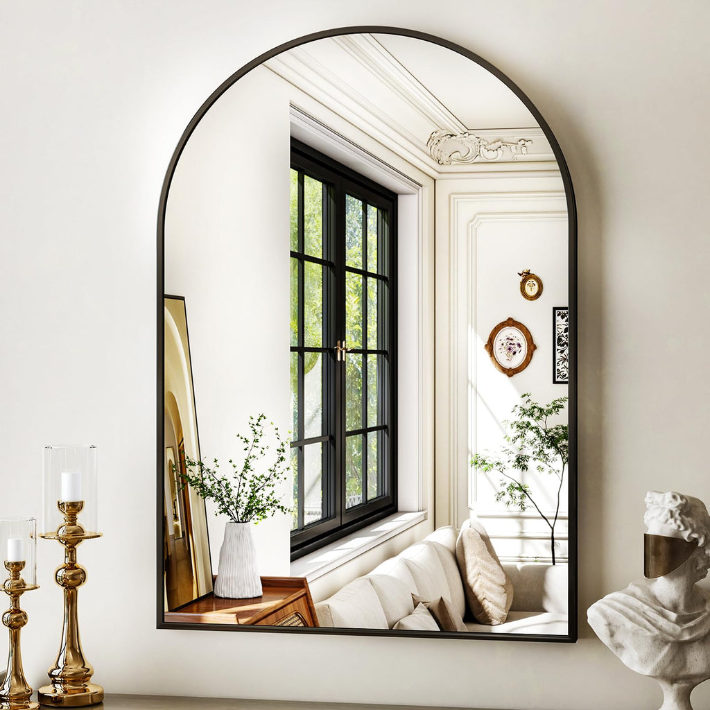 24"x36" Black Arched Bathroom Mirror - Wall Mirror