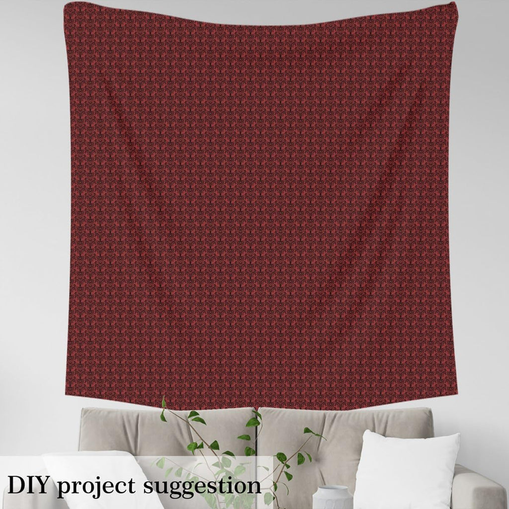 Red Black Damask Gothic Upholstery Fabric 2 Yards Soft