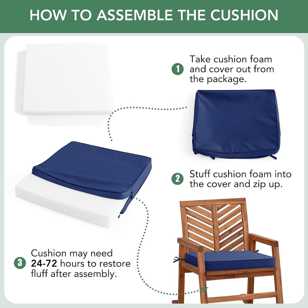 Outdoor Chair Cushions Set of 4: Waterproof & Fade Resistant Seat Cushion Furniture - 18.5 x 16 x 2 Inch Chair Pads