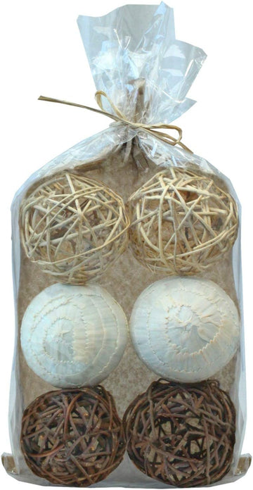 Decorative Balls for Bowls â€" Decorative Balls for Centerpiece Bowl Fillers, Assorted Rattan Wicker Orb Balls, Vase - Set of 6