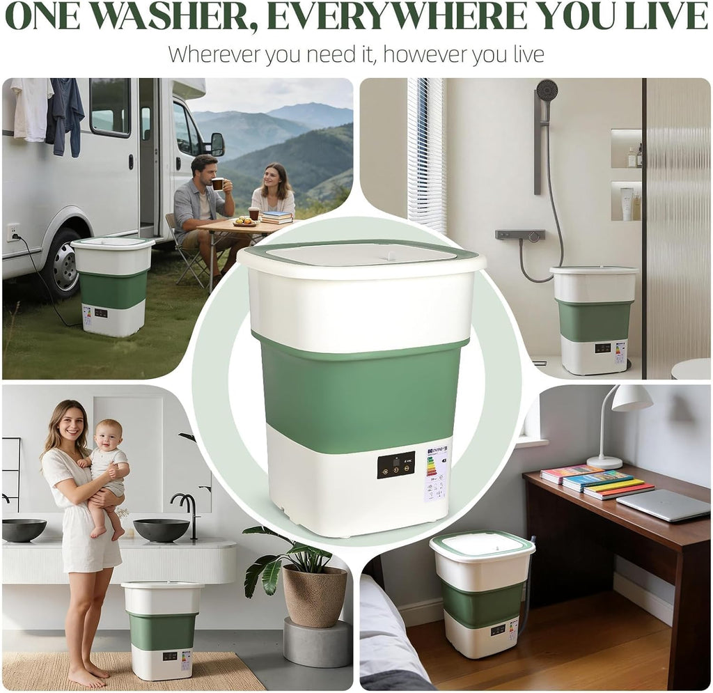 Portable Washing Machine, 1.8 Cu.Ft Large Capacity Foldable Washer with Spin Basket & 150W Motor, Timer Control for