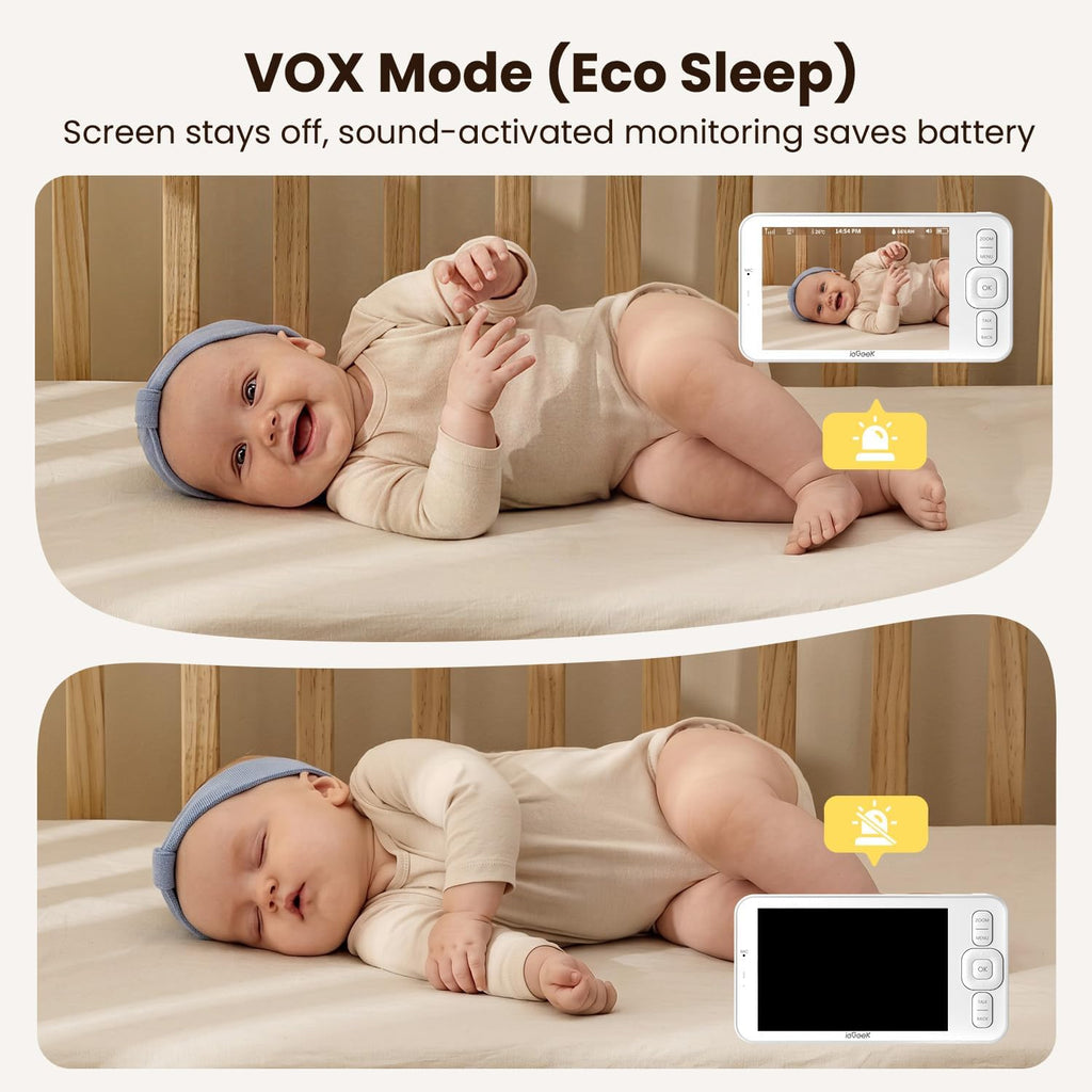 Baby Monitor with Camera and Audio,No WiFi 5"Screen&2.4G WiFi App