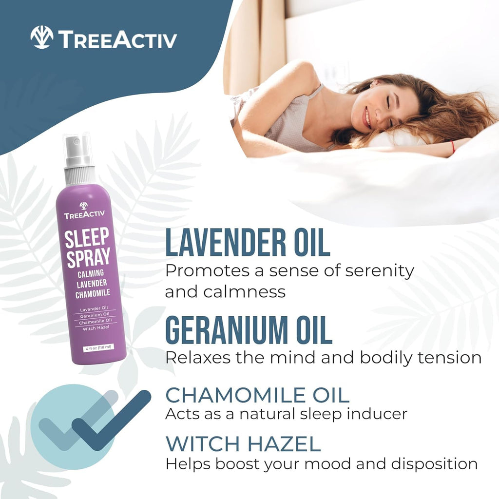 Sleep Spray, Calming Lavender Chamomile, Soothing Witch Hazel & Lavender Pillow Spray Air Freshener for Room, Bed