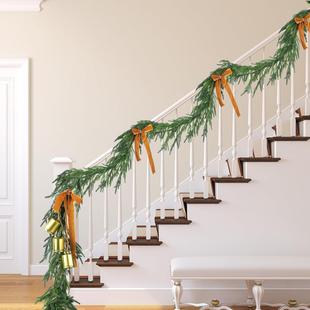 1 Pcs 18 Feet Christmas Norfolk Pine Garland Realistic Artificial Faux Greenery Cedar Garland for Mantle Holiday