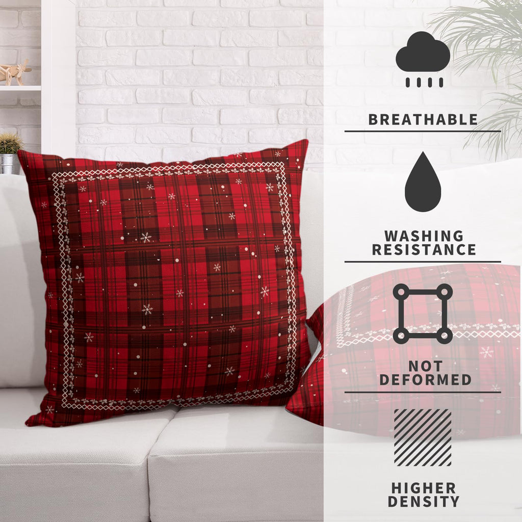 Christmas Checkered Pillow Covers Red Black Xmas Buffalo Plaid Throw Pillow Covers 24x24 Set of 2 Winter Tartan