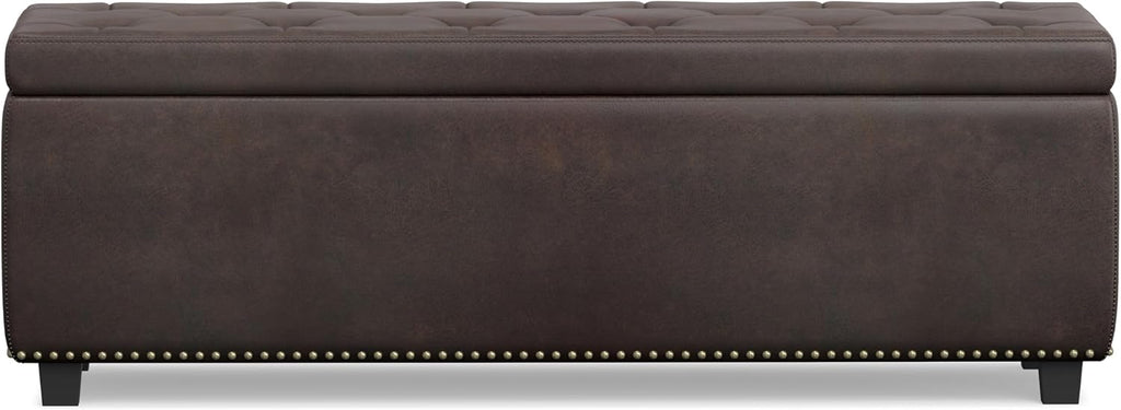 Kingsley 48" Wide Vegan Leather Storage Ottoman in Natural