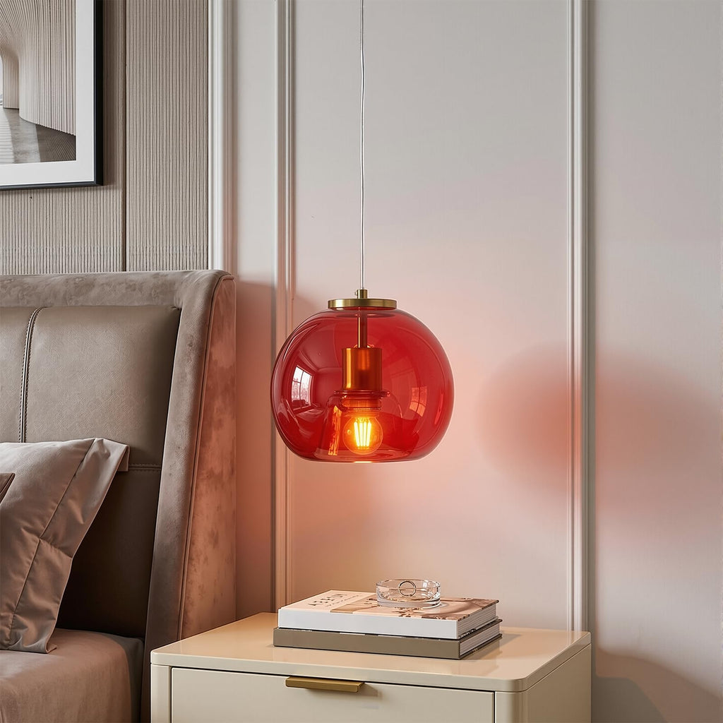 Red Glass Pendant Light Kitchen Island, 7.87", 1 Pack