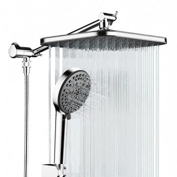 Handheld Shower Head Combo, 12 Inch Rain Shower Head, Dual Showerhead Set with Filtered Handheld, Power Wash Mode, 10