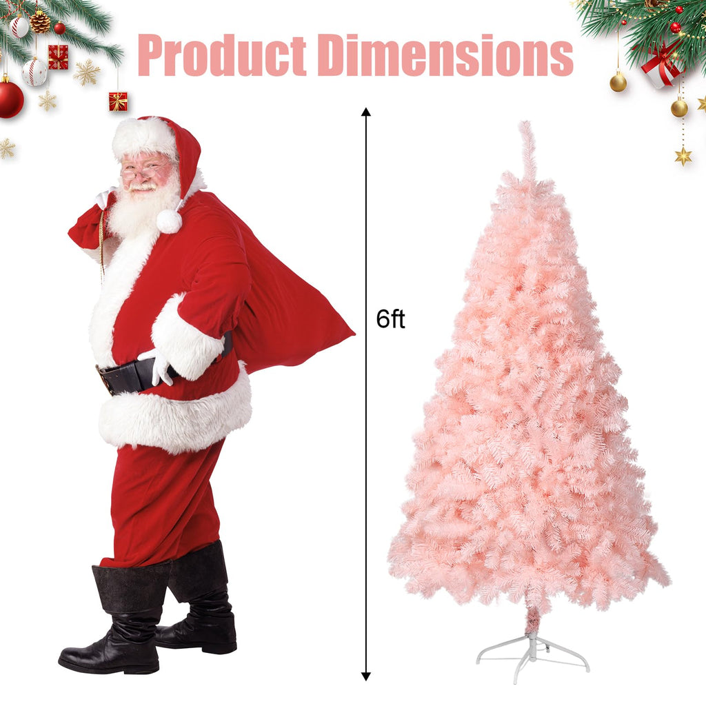 6 ft Pink Artificial Christmas Tree, Classic Spruce, 1000 Tips